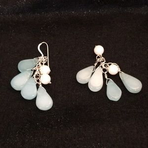 Chalcedony and pearl silver earrings missing hook